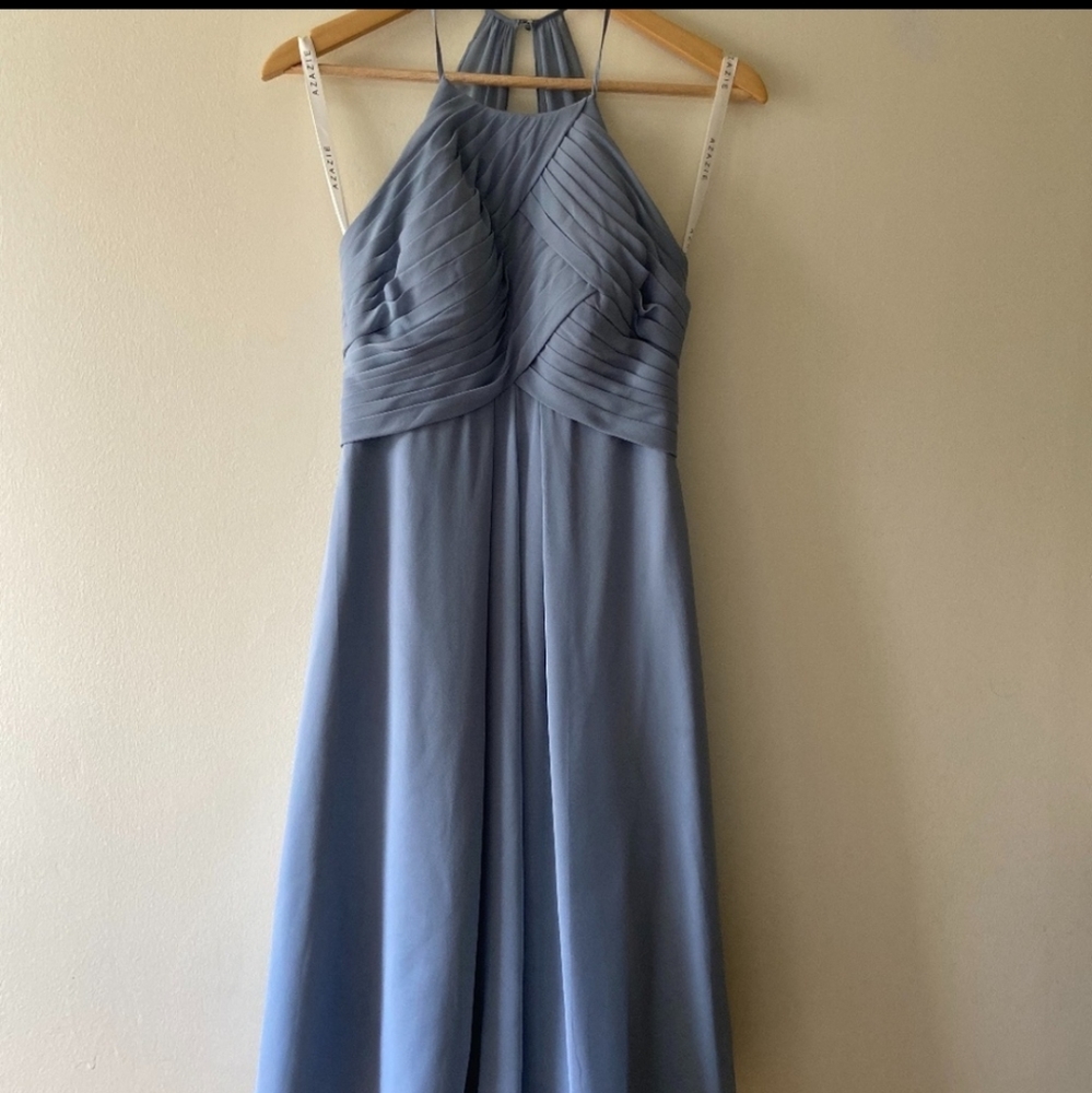 Azazie Adriana Dress in Dusty Blue Size 0